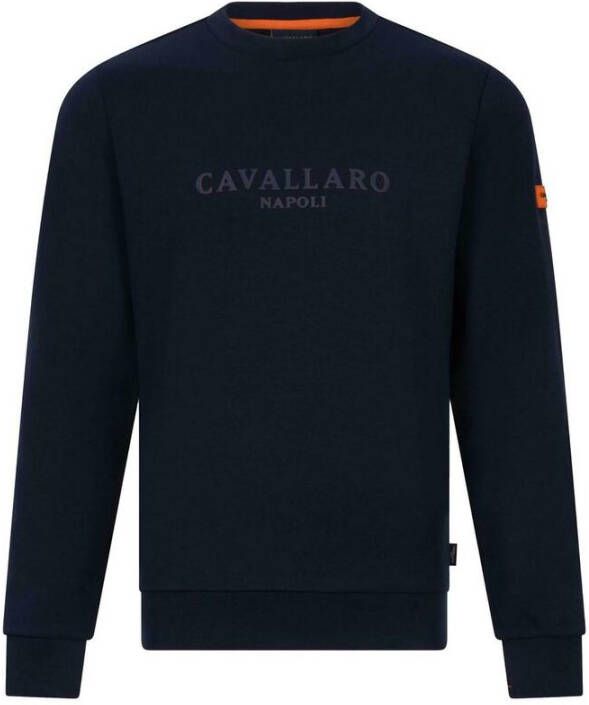 Cavallaro sweater ronde hals donkerblauw effen WK collectie