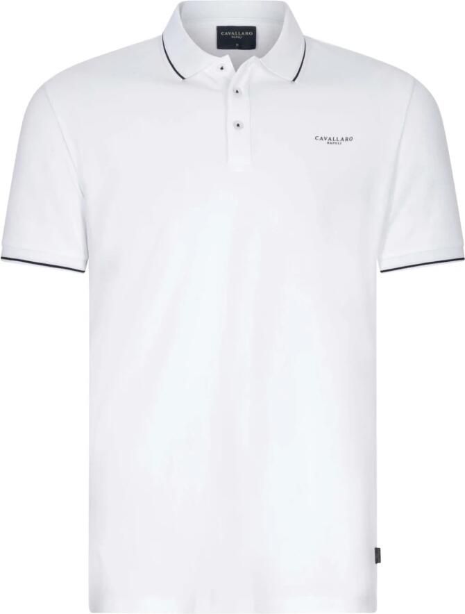 Cavallaro Napoli regular fit polo Andrio met contrastbies wit