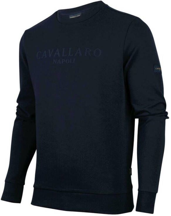 Cavallaro sweater ronde hals donkerblauw Marconi effen katoen