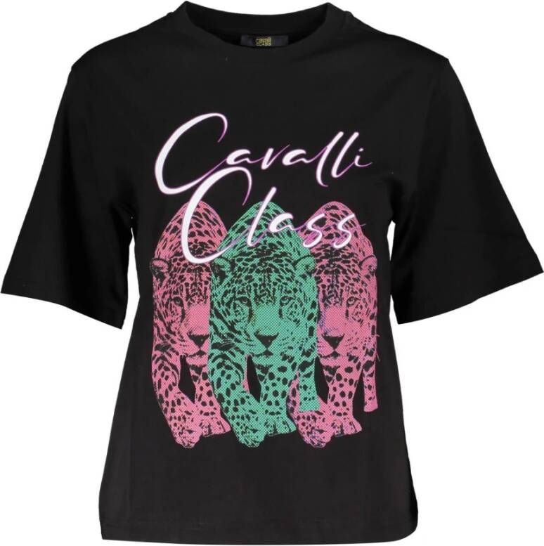 Cavalli Class Korte Mouw Slim Fit Ronde Hals T-Shirt Zwart Black Dames