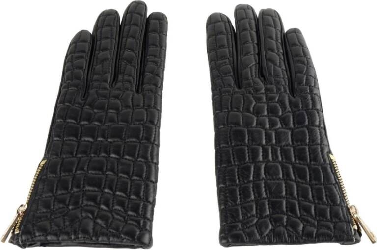 Cavalli Class Black Lambskin Glove Zwart Dames