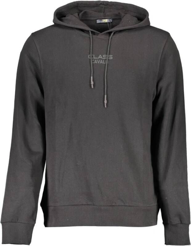 Cavalli Class Zwarte Katoenen Sweater met Capuchon en Print Black Heren