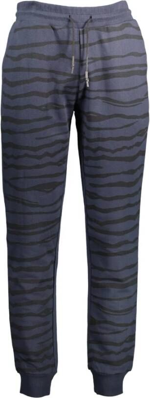 Cavalli Class Blauwe Katoenen Sportbroek met Contrasterende Details Blauw Heren