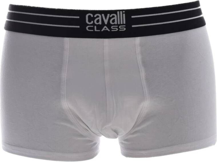 Cavalli Class Witte Katoenen Boxershorts met Contrastdetails White Heren