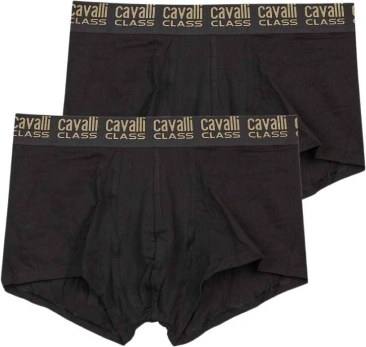 Cavalli Class Zwarte Boxershorts met Ingelegd Logo Black Heren