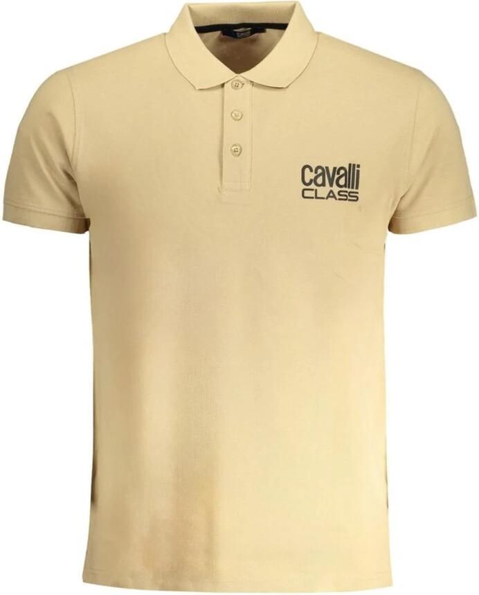 Cavalli Class Beige Katoenen Poloshirt met Print Logo Beige Heren