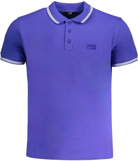 Cavalli Class Blauw Katoenen Poloshirt met Borduurwerk Blue Heren