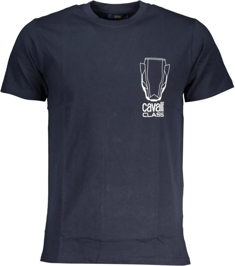 Cavalli Class Blauw T-shirt met korte mouwen en logo Blue Heren