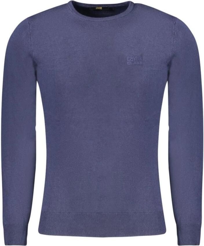 Cavalli Class Blauwe Trui met Lange Mouwen en Geborduurd Logo Blue Heren