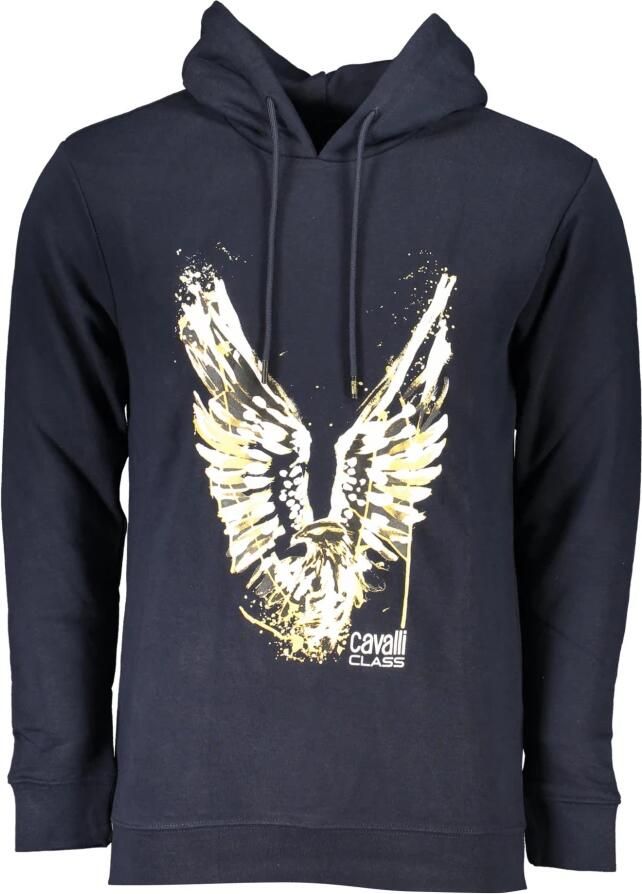Cavalli Class Blauwe hoodie met lange mouwen en logoprint Blue Heren