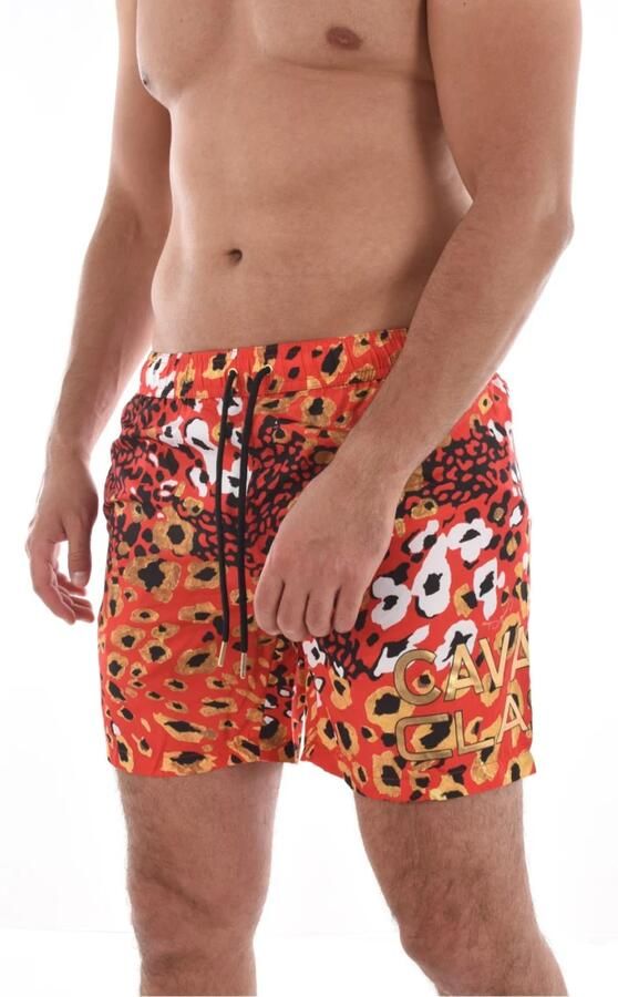 Cavalli Class Dierenprint Zwemshorts Oranje Multicolor Heren