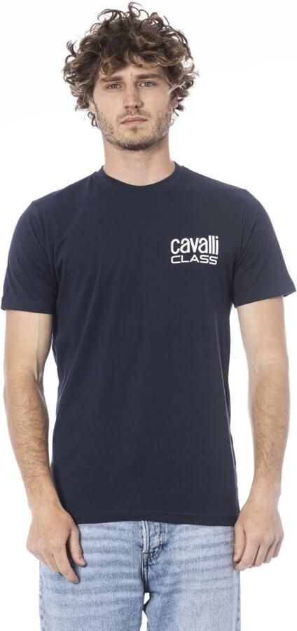 Cavalli Class Blauw Katoenen Bedrukt Logo T-Shirt Blue Heren - Foto 3