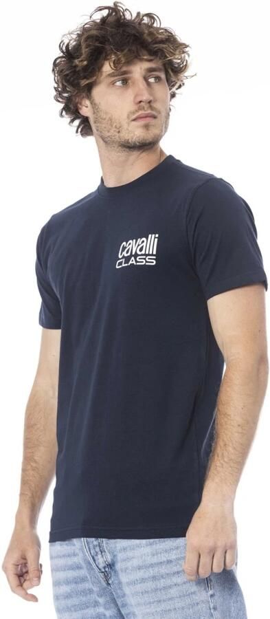 Cavalli Class Blauw Katoenen Bedrukt Logo T-Shirt Blue Heren - Foto 4