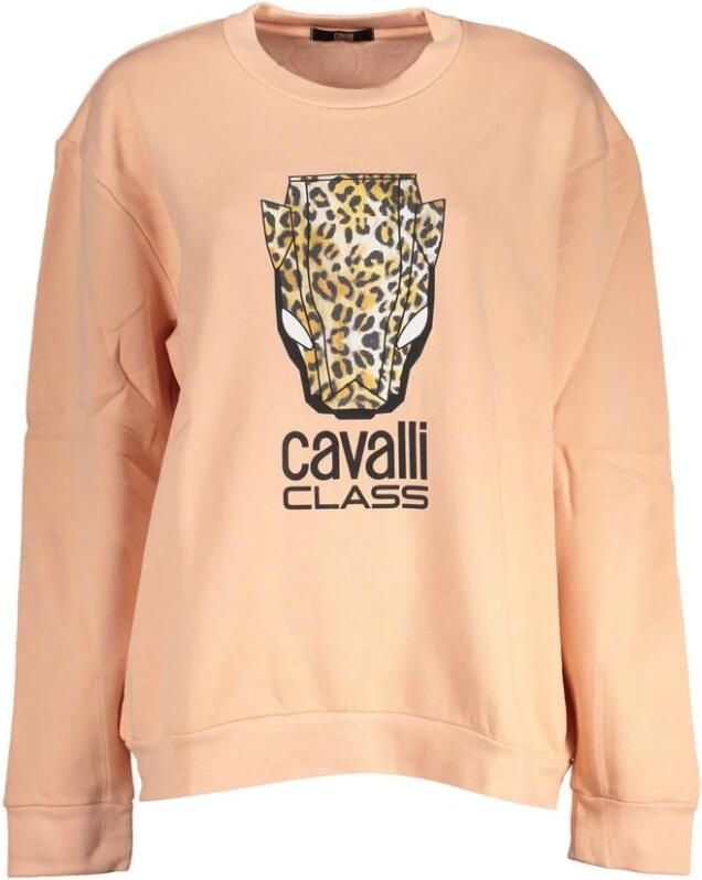 Cavalli Class Elegant Roze Fleece Sweatshirt Pink Dames