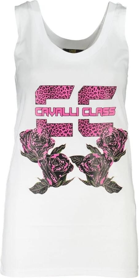 Cavalli Class Witte Katoenen Tanktop met Print White Dames