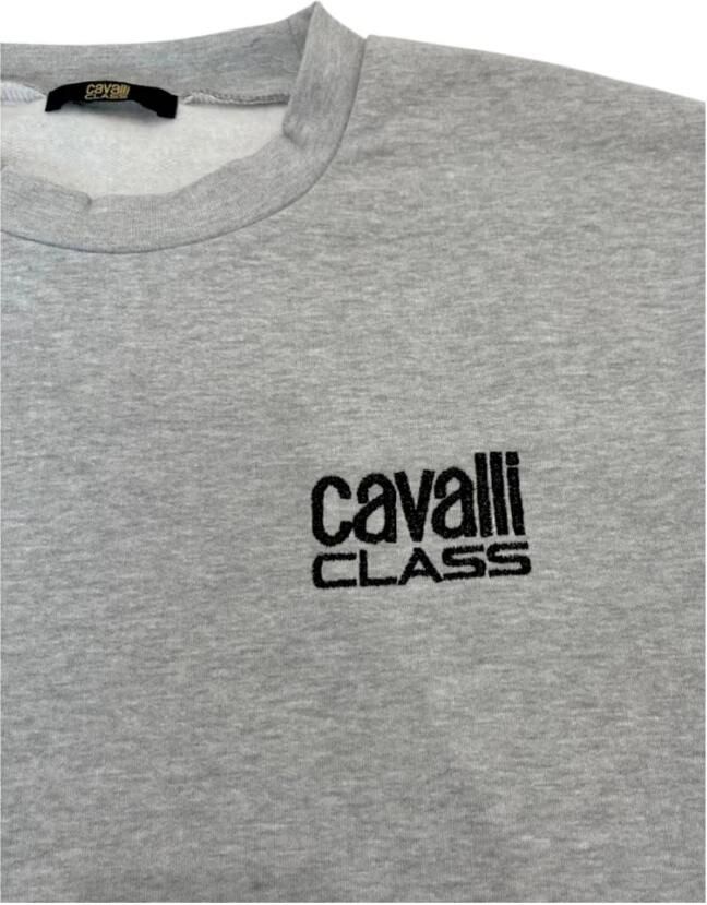 Cavalli Class Geborduurd Logo Fleece Hoodie Gray Heren - Foto 2