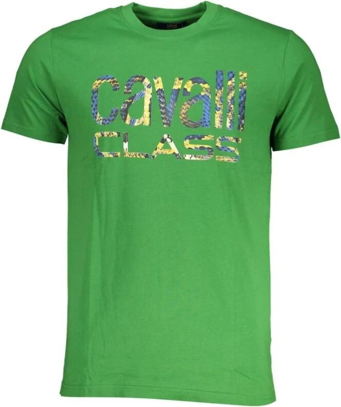 Cavalli Class Groene T-shirt met korte mouwen en logo Green Heren