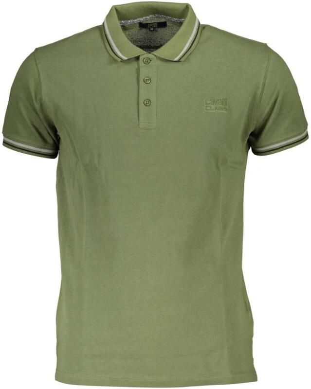 Cavalli Class Groen Polo Shirt met korte mouwen en borduurwerk Green Heren