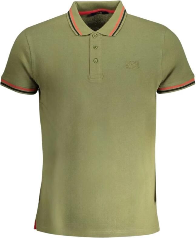 Cavalli Class Groen Katoenen Poloshirt met Korte Mouwen Green Heren