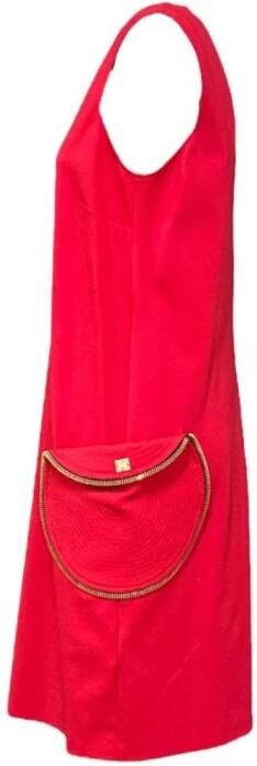 Cavalli Class Katoenen jurk met zijzakken Red Dames - Foto 2