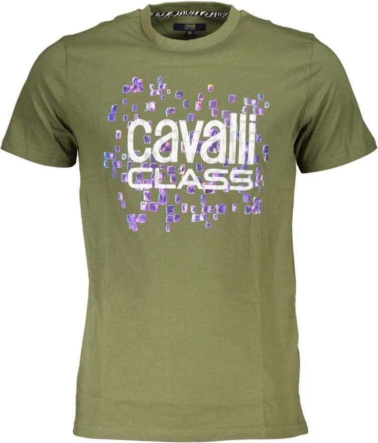 Cavalli Class Bedrukt Logo T-shirt Korte Mouw Ronde Hals Green Heren
