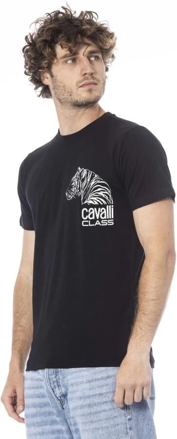 Cavalli Class Heren Logo T-shirt Zwart Katoen Korte Mouwen Black Heren - Foto 4