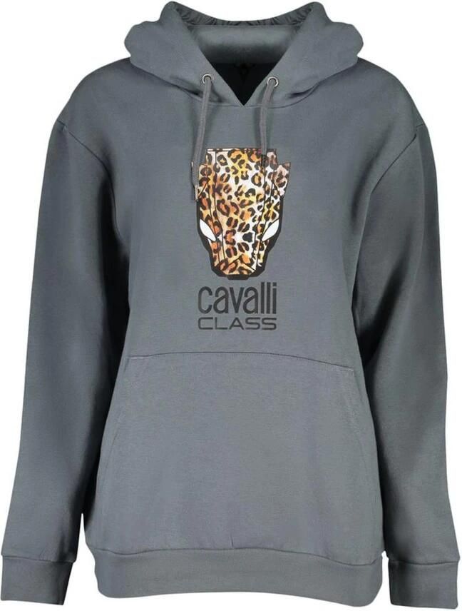 Cavalli Class Grijs fleece sweatshirt met capuchon en print Gray Dames - Foto 2
