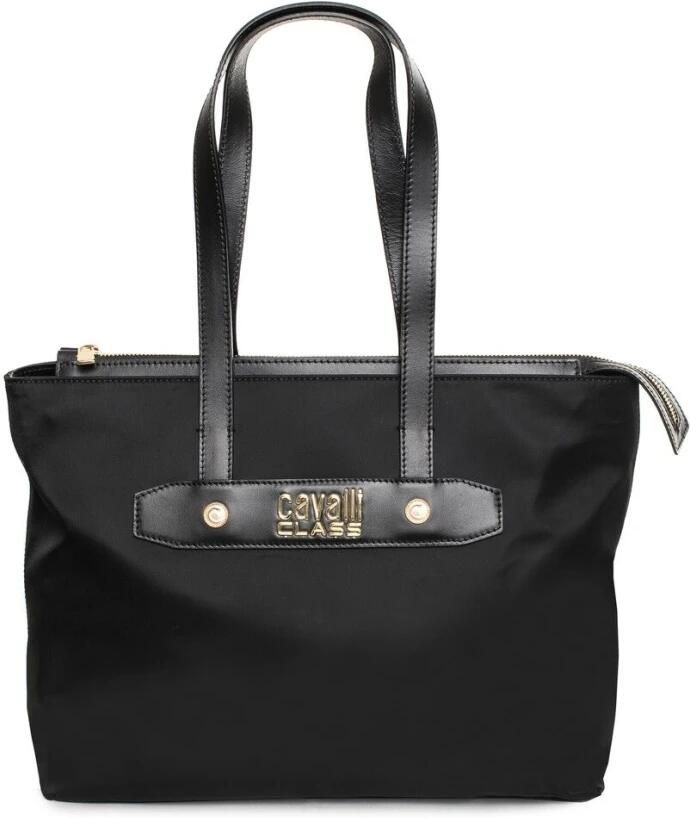 Cavalli Class Leren schoudertas met zichtbaar logo Black Dames - Foto 3