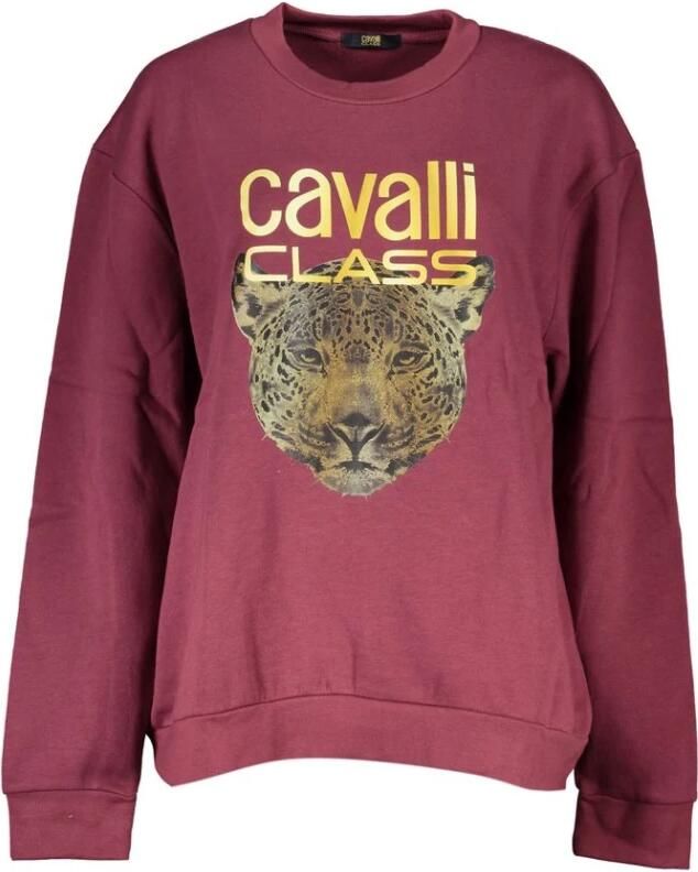 Cavalli Class Paarse Sweatshirt met Print en Lange Mouwen Purple Dames