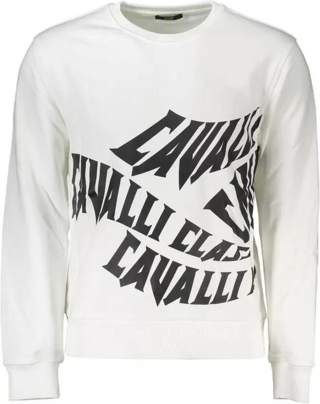 Cavalli Class Witte Katoenen Trui Lange Mouwen Regular Fit White Heren - Foto 2