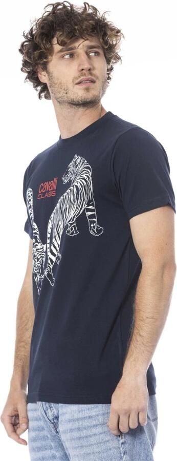 Cavalli Class Blauw T-shirt met korte mouwen en logo Blue Heren - Foto 3