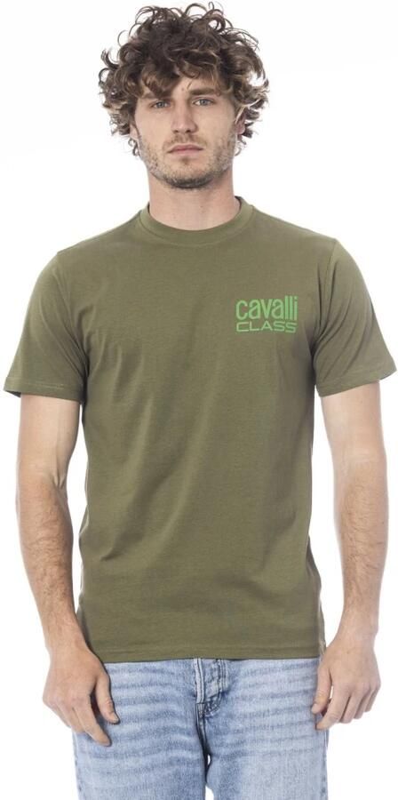 Cavalli Class Groene T-shirt met korte mouwen en logo Green Heren