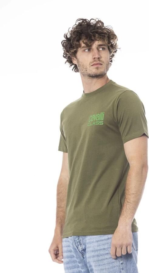 Cavalli Class Groene T-shirt met korte mouwen en logo Green Heren - Foto 2