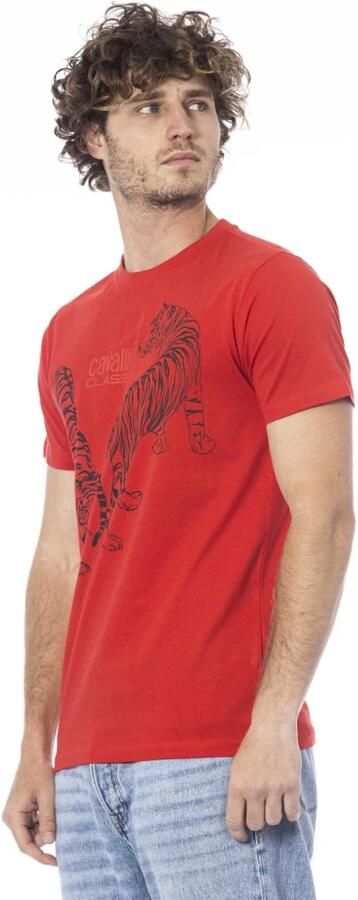 Cavalli Class Rode T-shirt met korte mouwen en logo Red Heren - Foto 3