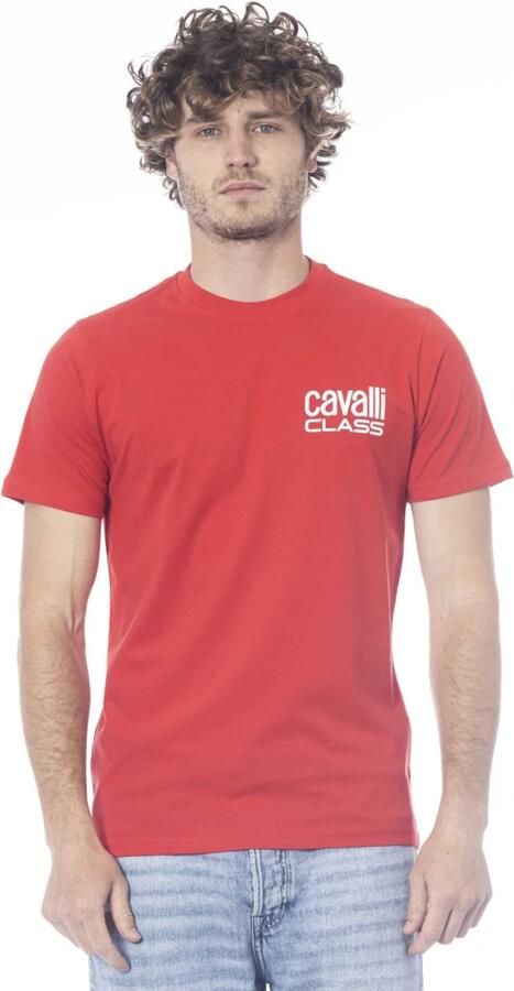 Cavalli Class Rode T-shirt met korte mouwen en logo Red Heren - Foto 3