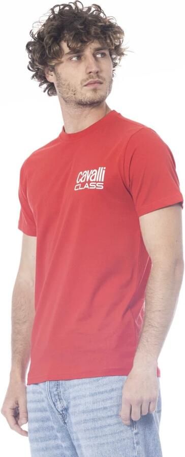 Cavalli Class Rode T-shirt met korte mouwen en logo Red Heren - Foto 4