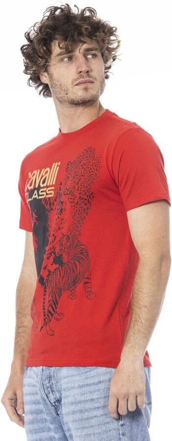 Cavalli Class Rode T-shirt met korte mouwen en logo Red Heren - Foto 4