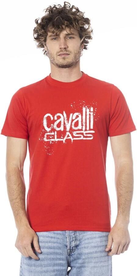 Cavalli Class Rode Heren T-shirt Korte Mouwen Logo Print Red Heren - Foto 4