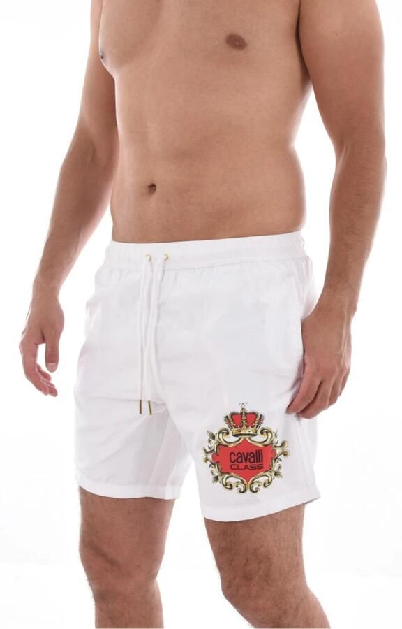 Cavalli Class Logo Print Zwemshorts Klassiek White Heren - Foto 5