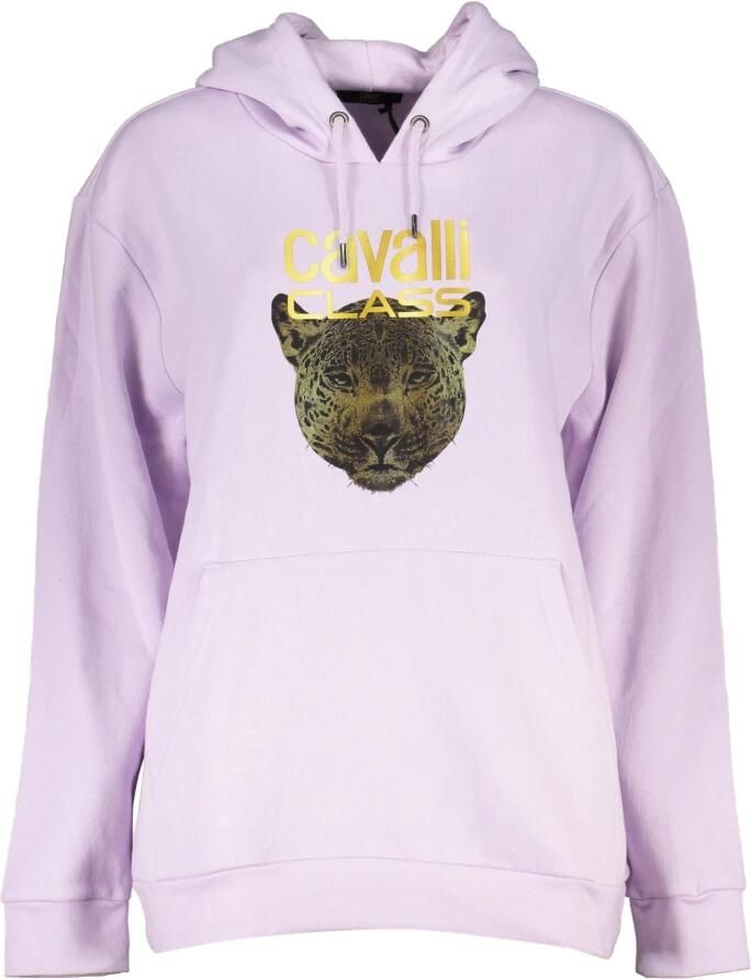 Cavalli Class Paarse hoodie met lange mouwen en logoprint Purple Dames