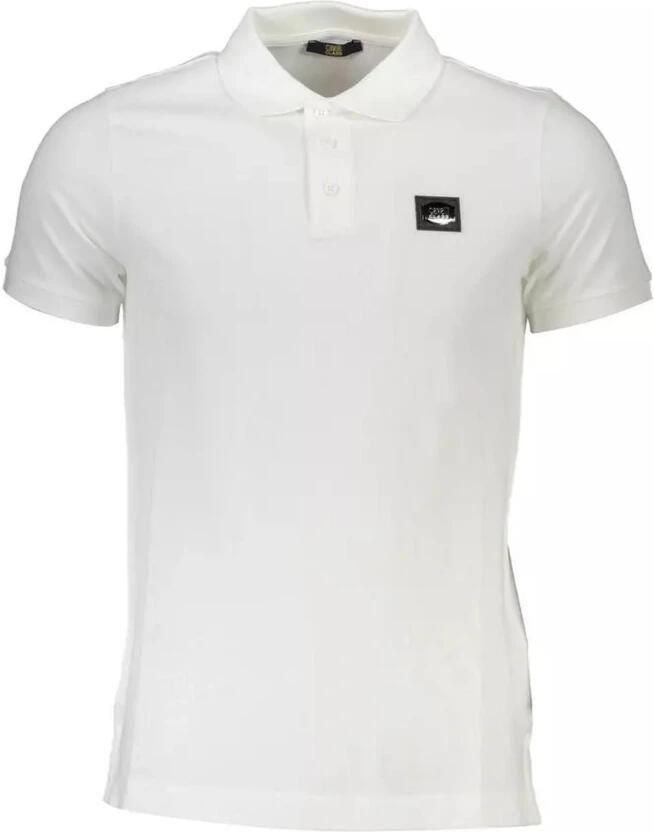 Cavalli Class Polo Shirt met Logo Applicatie en Print Design White Heren