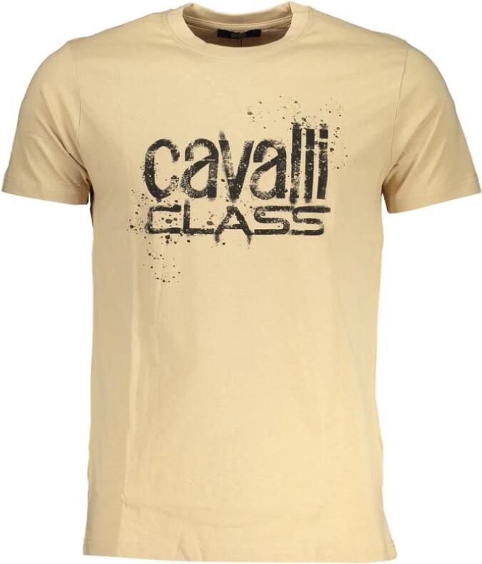 Cavalli Class Korte Mouw Logo Print T-Shirt Mannen Beige Heren