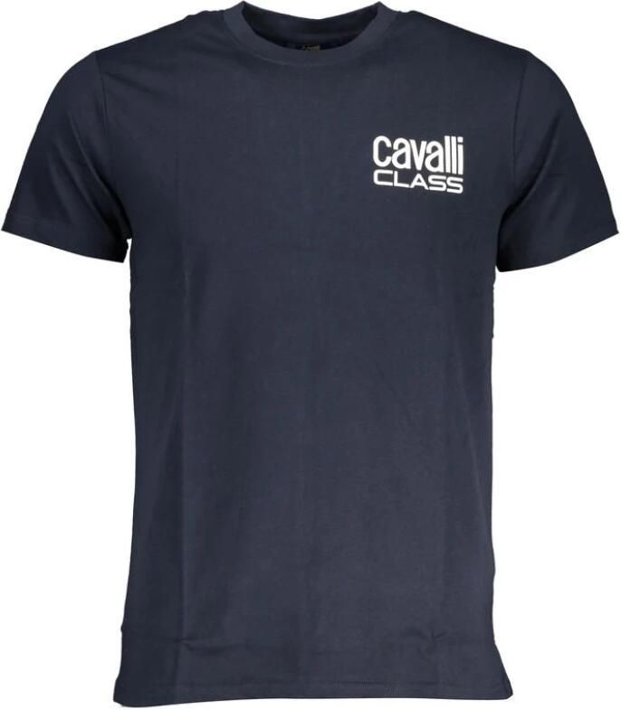 Cavalli Class Blauw Katoenen Bedrukt Logo T-Shirt Blue Heren