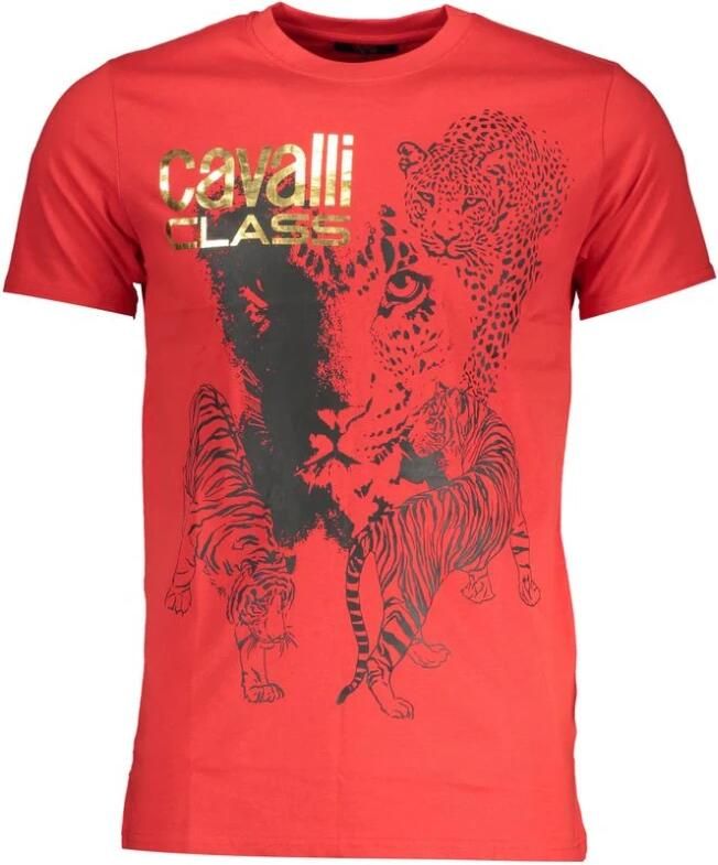Cavalli Class Rode T-shirt met korte mouwen en logo Red Heren