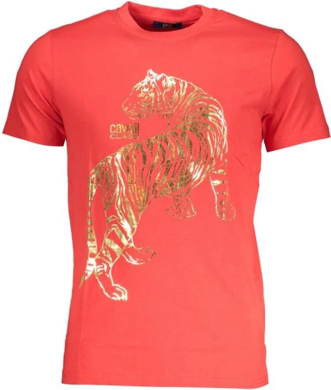 Cavalli Class Rode T-shirt met korte mouwen en logo Red Heren