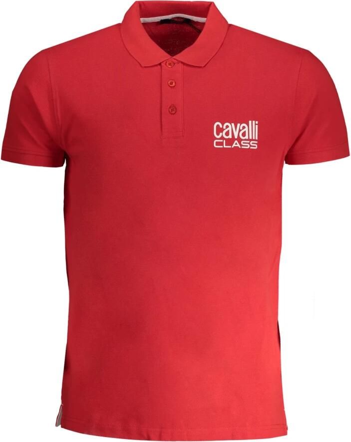 Cavalli Class Rood Katoenen Poloshirt met Korte Mouwen en Knopen Red Heren