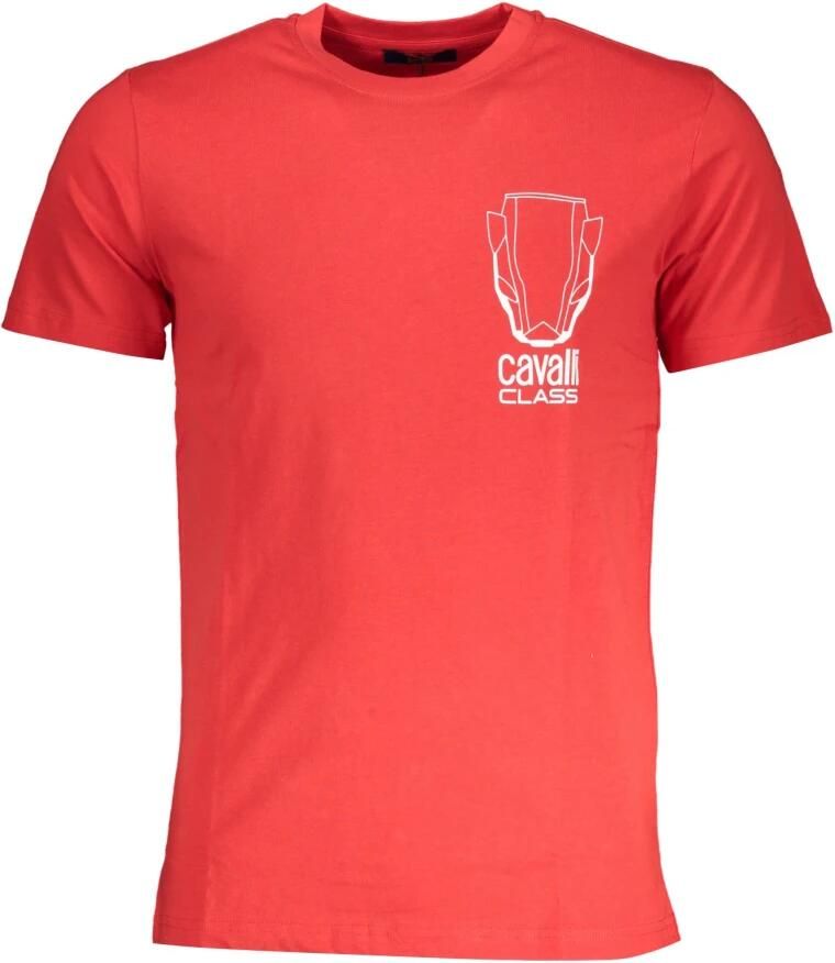 Cavalli Class Rode T-shirt met korte mouwen en logo Red Heren