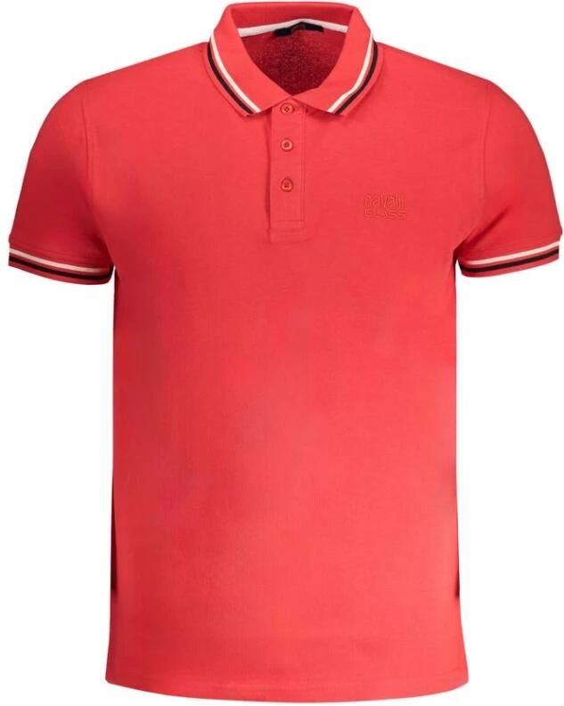 Cavalli Class Rode Katoenen Poloshirt met Korte Mouwen Red Heren