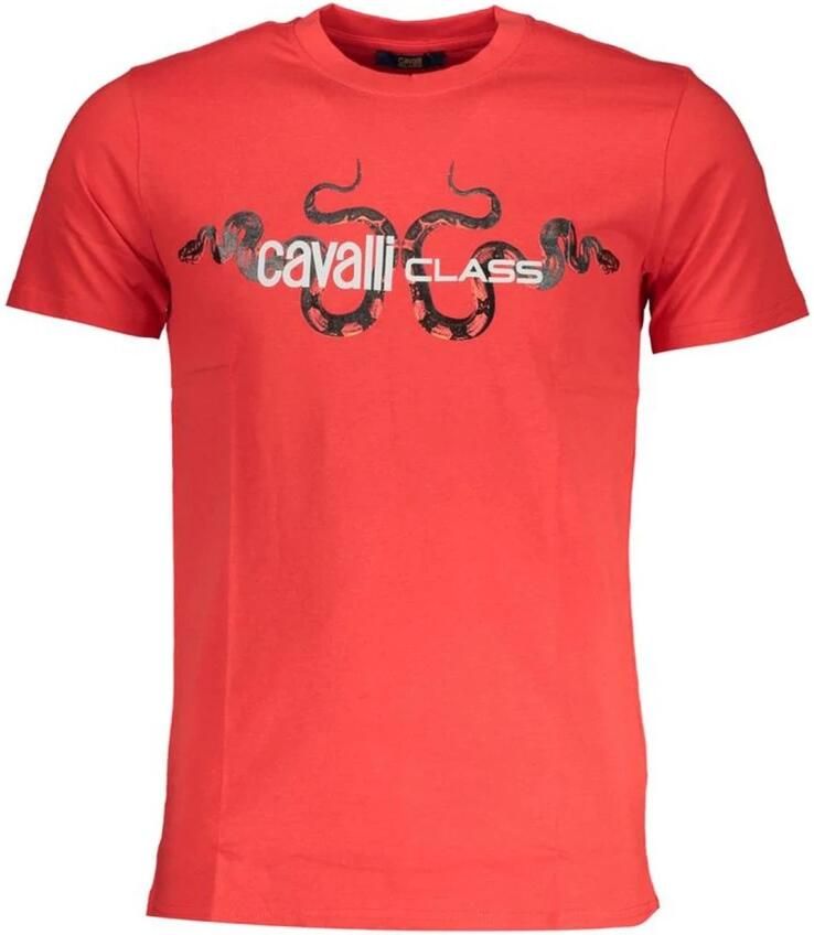 Cavalli Class Rode T-shirt met korte mouwen en logo Red Heren