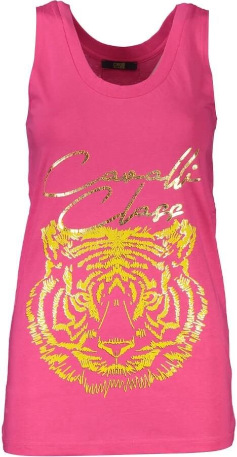 Cavalli Class Dames Tanktop Zwart Brede Schouder Ronde Hals Print Logo Black Dames - Foto 2